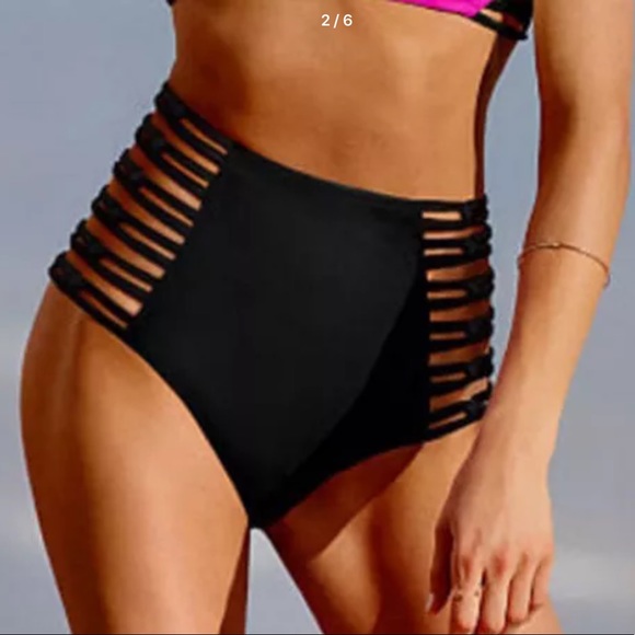Jelli M Other - Black high waisted cage side swimsuit bottoms